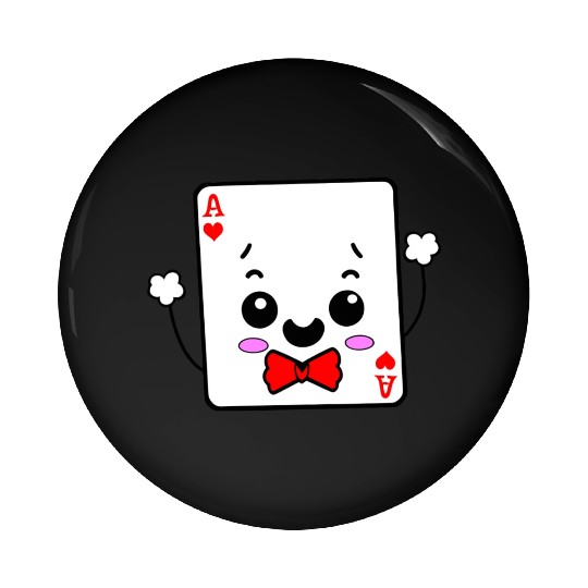 Kawaii Ace of Hearts Playing Card Pin Buttons