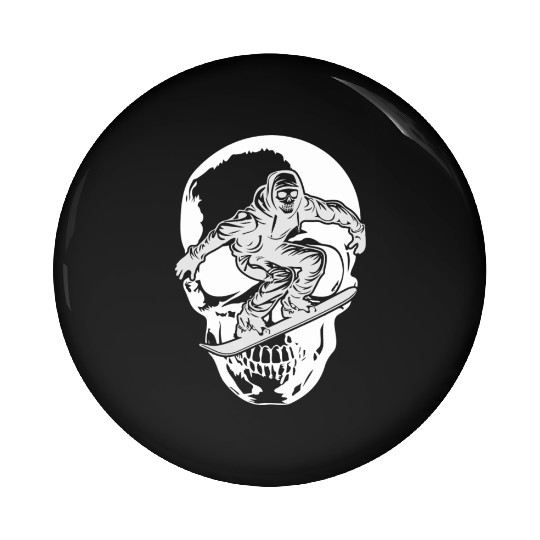 Snowboarding Skull Skeleton Big Mountain Boarding Pin Buttons