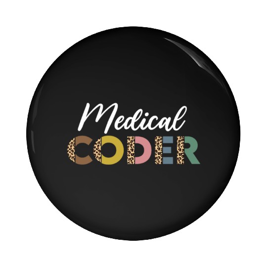 Medical Coder Leopard Pattern Pin Buttons