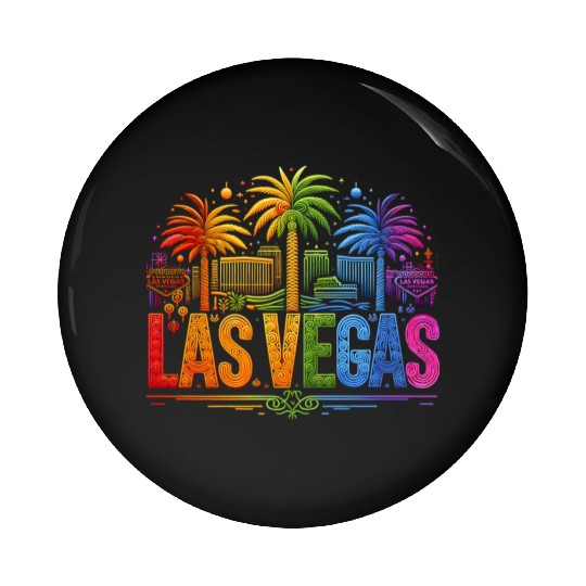 RAINBOW VIBRANT NEON LIGHTS ILLUMINATE LAS VEGAS Pin Buttons