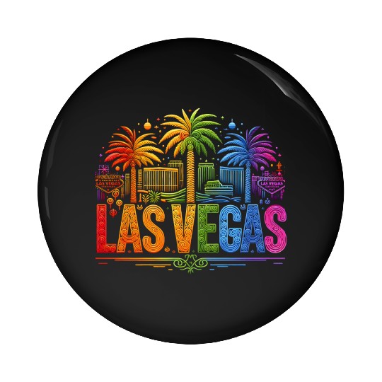 RAINBOW VIBRANT NEON LIGHTS ILLUMINATE LAS VEGAS Pin Buttons