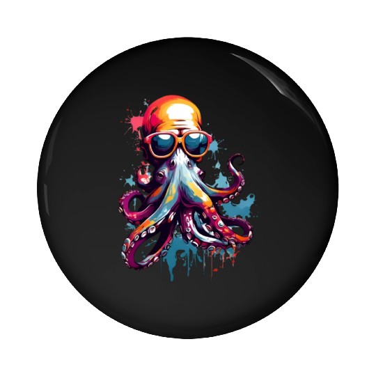 octopus colored unique design Pin Buttons