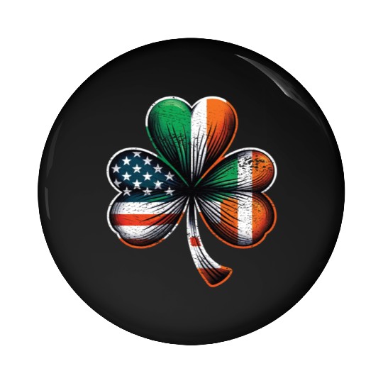 Irish American Shamrock Stars Stripes Pin Buttons