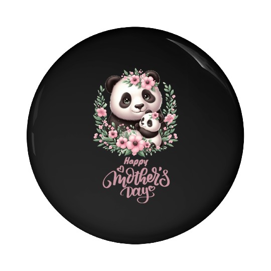 Happy Mother's Day Floral Wreath Mum Panda Pin Buttons
