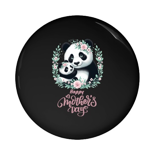 Happy Mother's Day Floral Wreath Mum Panda Pin Buttons
