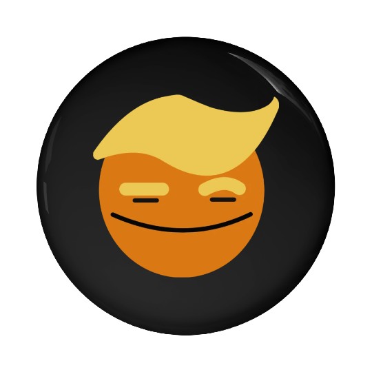 Support Donald J. Trump. Orange Trump Smile Face. Pin Buttons