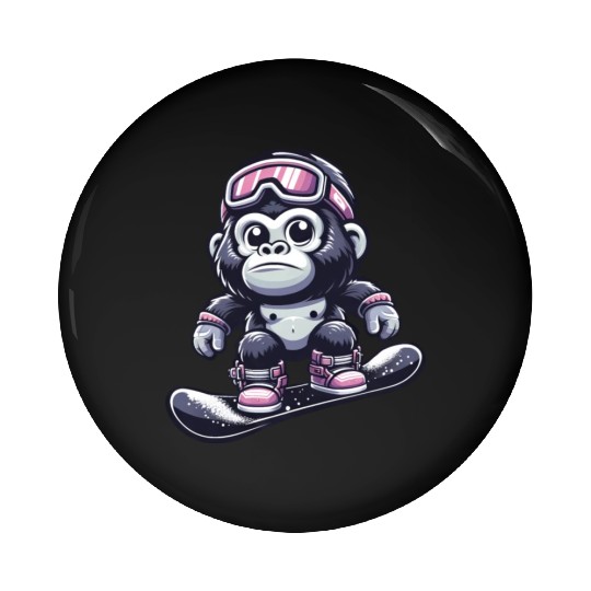 Monkey Gorilla Chimpanzee Ski Vacation Skier Pin Buttons