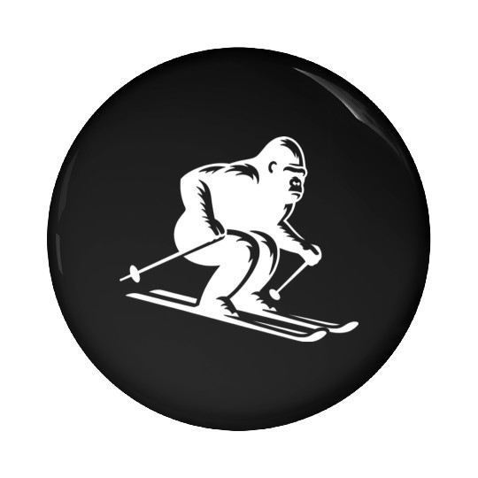 Monkey Gorilla Chimpanzee Ski Silhouette Design Pin Buttons