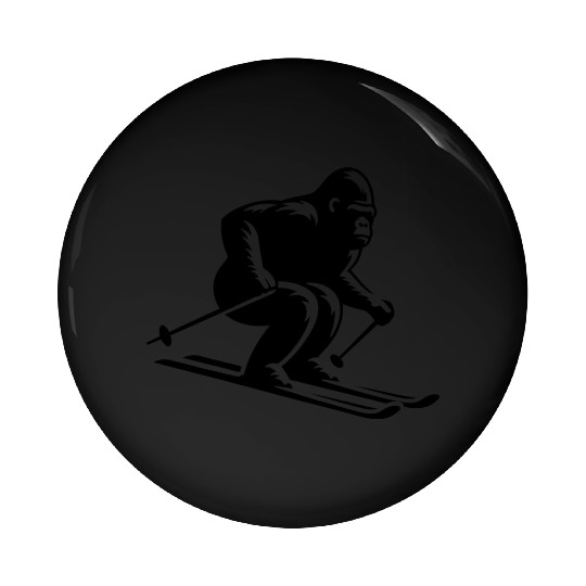 Monkey Gorilla Chimpanzee Ski Silhouette Design Pin Buttons