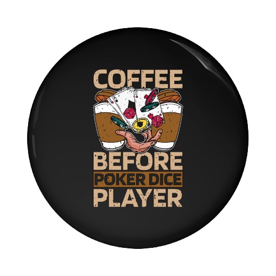 Poker Dice Player Coffee Card Game Coffee Lover Pin Buttons