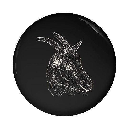 Goat Head - Line Art Pin Buttons