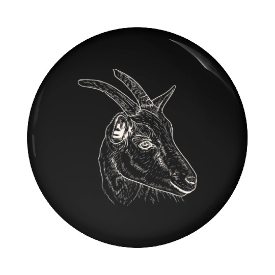Goat Head - Line Art Pin Buttons