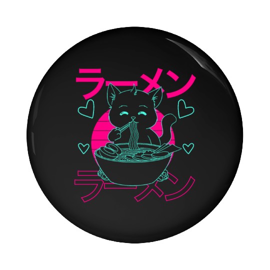 Aesthetic Anime Ramen Cat Retro Japanese Pin Buttons