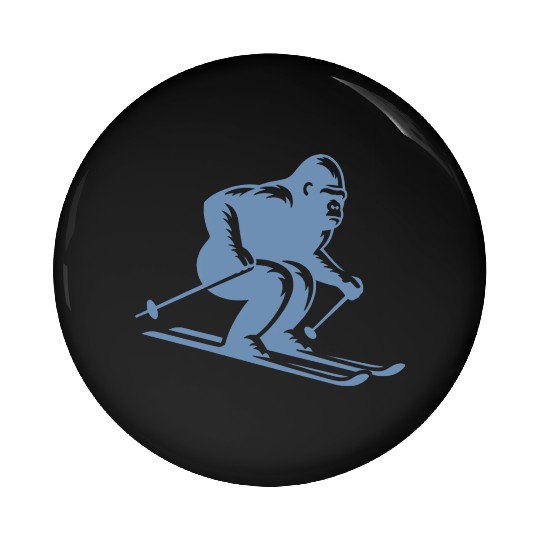 Monkey Gorilla Chimpanzee Ski Silhouette Design Pin Buttons