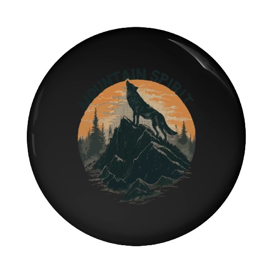 Mountain Majesty Wolf Howling on the Peak Pin Buttons