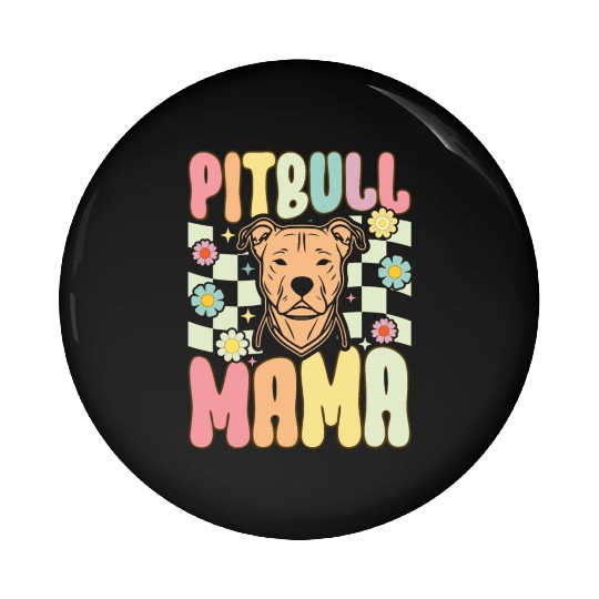 Groovy Pitbull Mom Female Dog Lover Pin Buttons