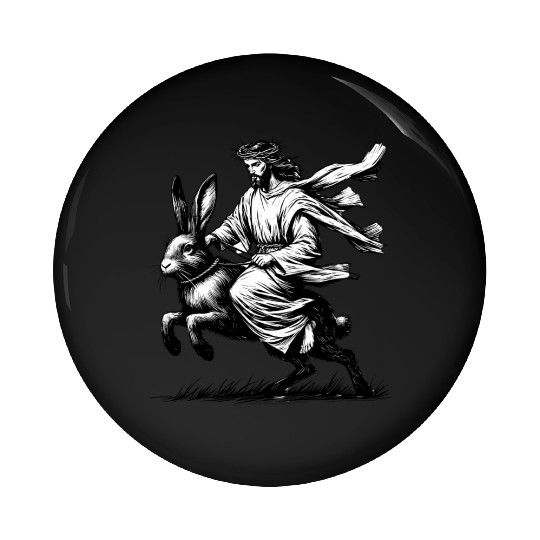 Jesus Riding the Easter Bunny Pin Buttons