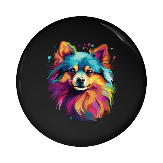 Watercolor Colorful Pomeranian Pin Buttons