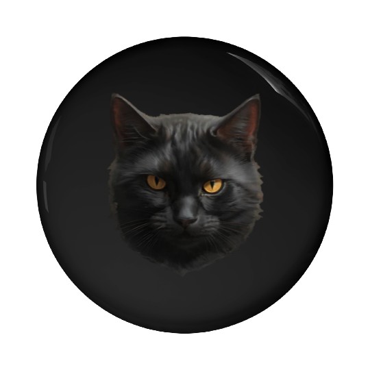 black cat face Pin Buttons