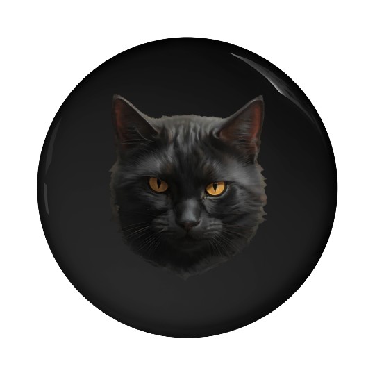 black cat face Pin Buttons