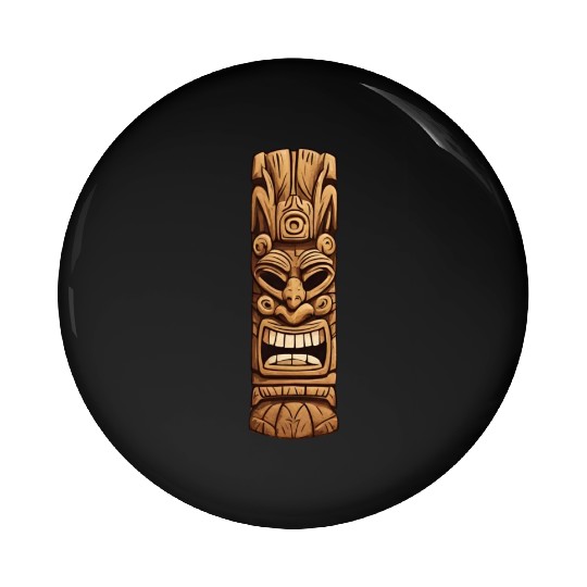 Angry Tiki Totem Mask Pin Buttons Design