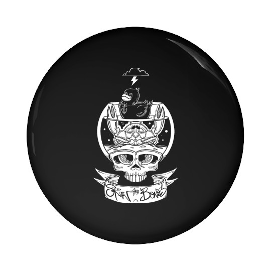 Skull Bowl Duck Crab Skin And Bones Pin Buttons