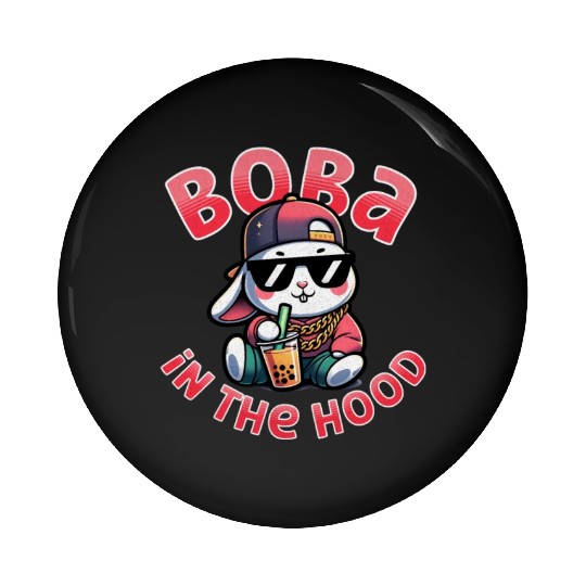 Boba in the Hood: Cool 90's Hip Hop Bubble Tea Rab Pin Buttons