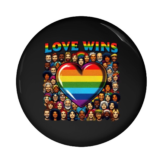 Love Wins Rainbow Heart LGBT Pride Design Pin Buttons