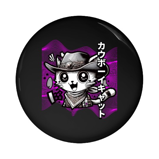 Yeehaw Meow: Manga Cowboy Cat Extravaganza Pin Buttons