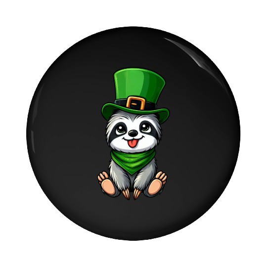 St. Patrick's Day Sloth Clumsy Cute Cartoon Design Pin Buttons