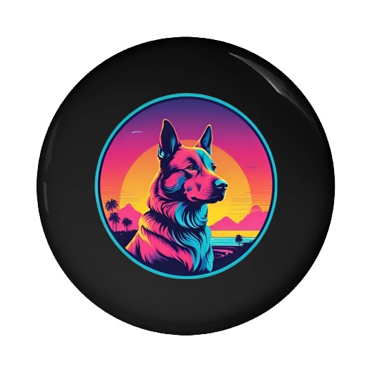 Synthwave German Shepherd 1 Pin Buttons