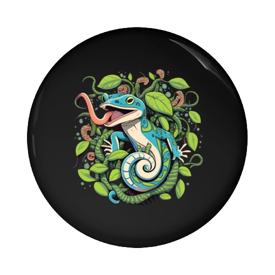Blue Tongue Skink in Vines and Hornworms Design Pin Buttons