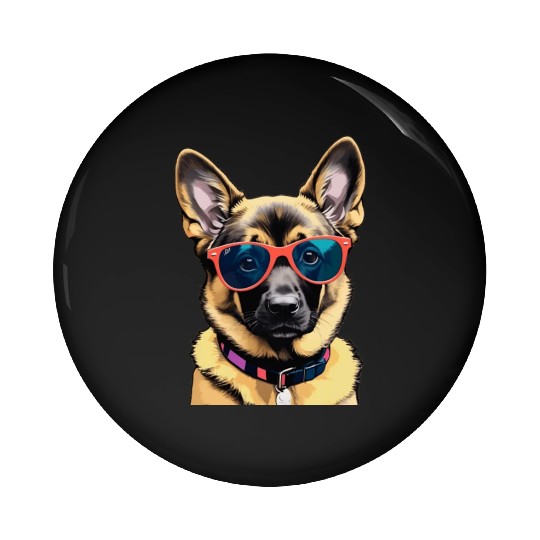 Cute German Shepherd Pop Art Pin Buttons