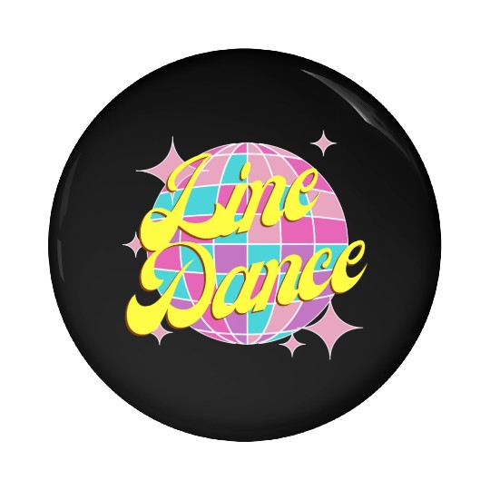 Line dance disco ball in fun neon party colors Pin Buttons