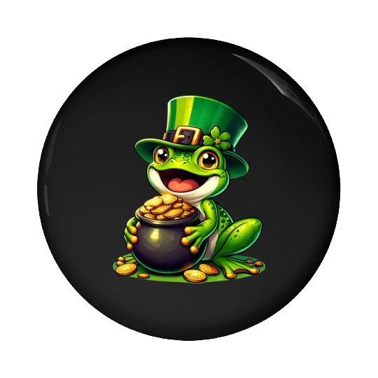 St. Patrick's Day Frog with Gold Pin Buttons