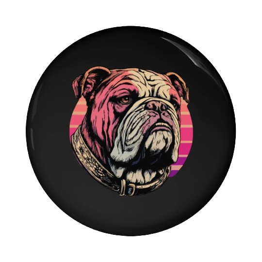 Bulldog With Character Retro Graphic Pin Buttons