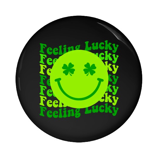 Irish Clover Feeling Lucky Smiling Face Pin Buttons