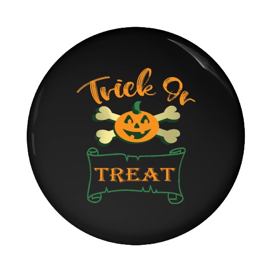 Trick or treat crossbones Halloween pumpkin Pin Buttons