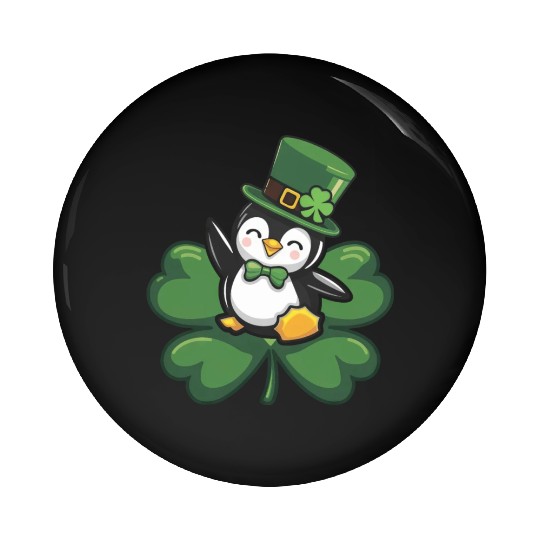 St. Patrick's Day Penguin: Cute Cartoon Design Pin Buttons
