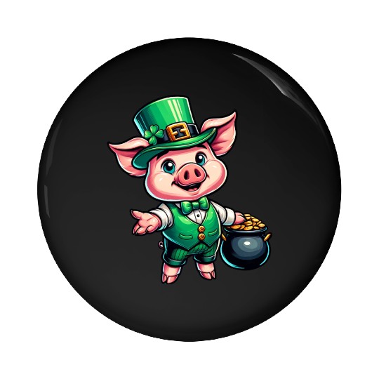 Cute St. Patrick's Piglet Pin Buttons