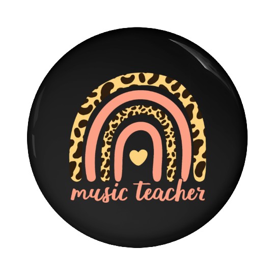 Music Teacher II - Leopard Rainbow Pin Buttons