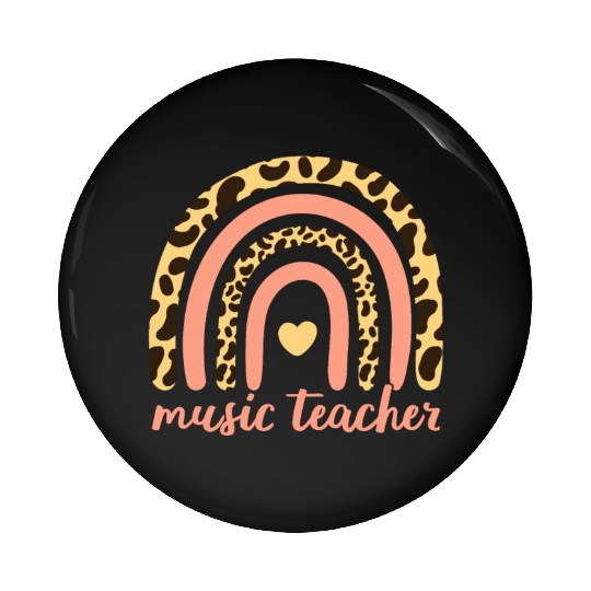 Music Teacher II - Leopard Rainbow Pin Buttons