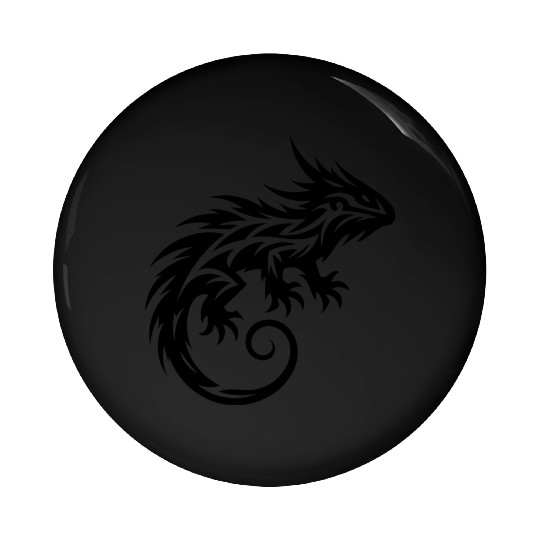 Shaggy Bearded Dragon Tribal Dragon Tattoo Pin Buttons