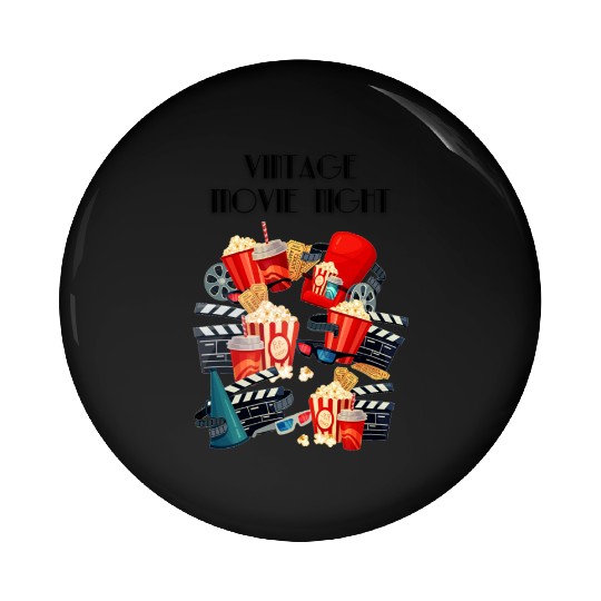 Popcorn Vintage Movie Night Pin Buttons