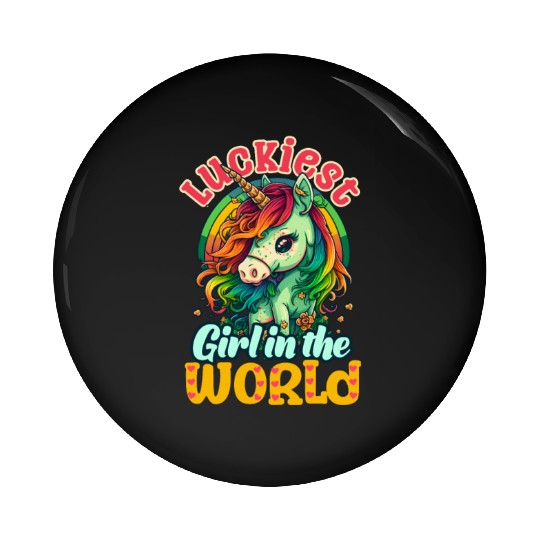 Irish Unicorn St Patricks Luckiest Girl World Pin Buttons