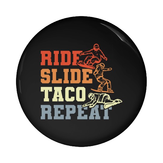 Taco Snowboarding Pin Buttons