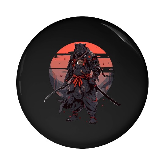 Samurai Katana Sword Japanese Panhter Pin Buttons