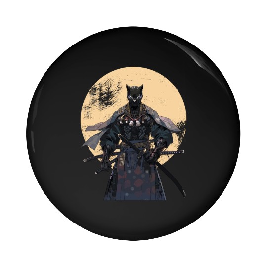 Anime Panther Warrior Samurai katana Pin Buttons