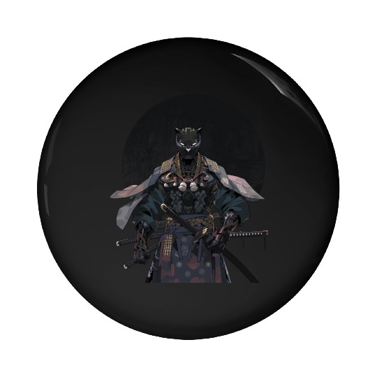 Anime Panther Warrior Samurai katana Pin Buttons