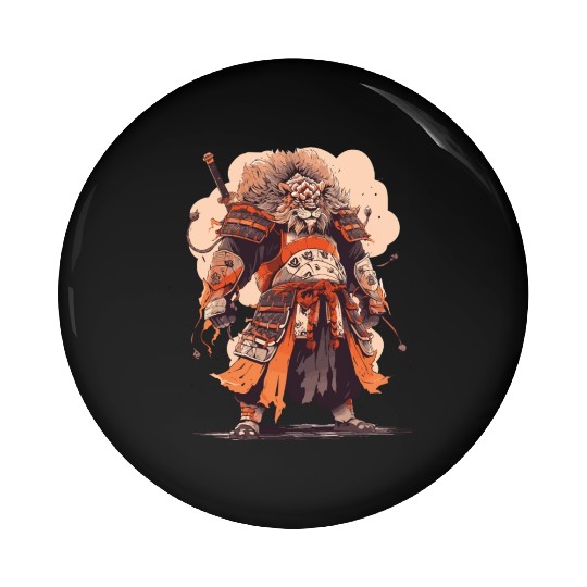 Samurai Katana Sword Anime Lion Manga Warrior Pin Buttons